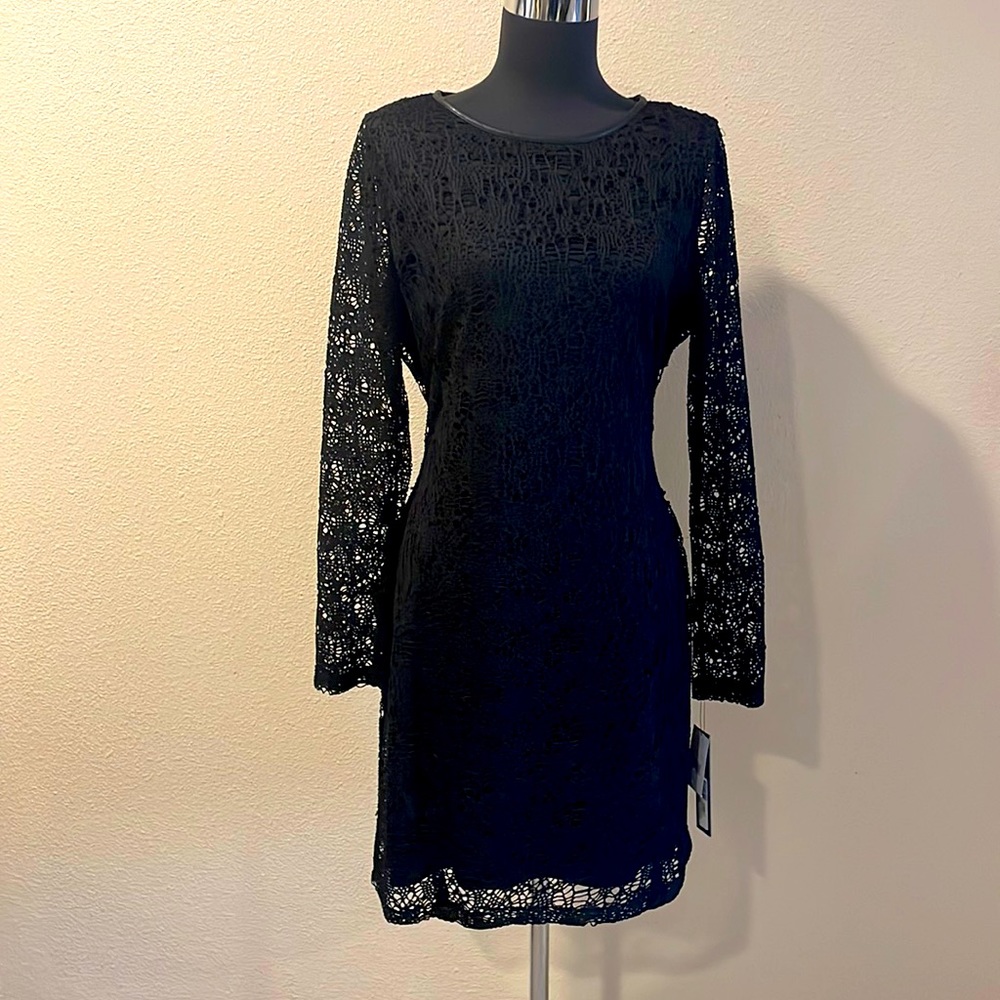Black lace long sleeve dress